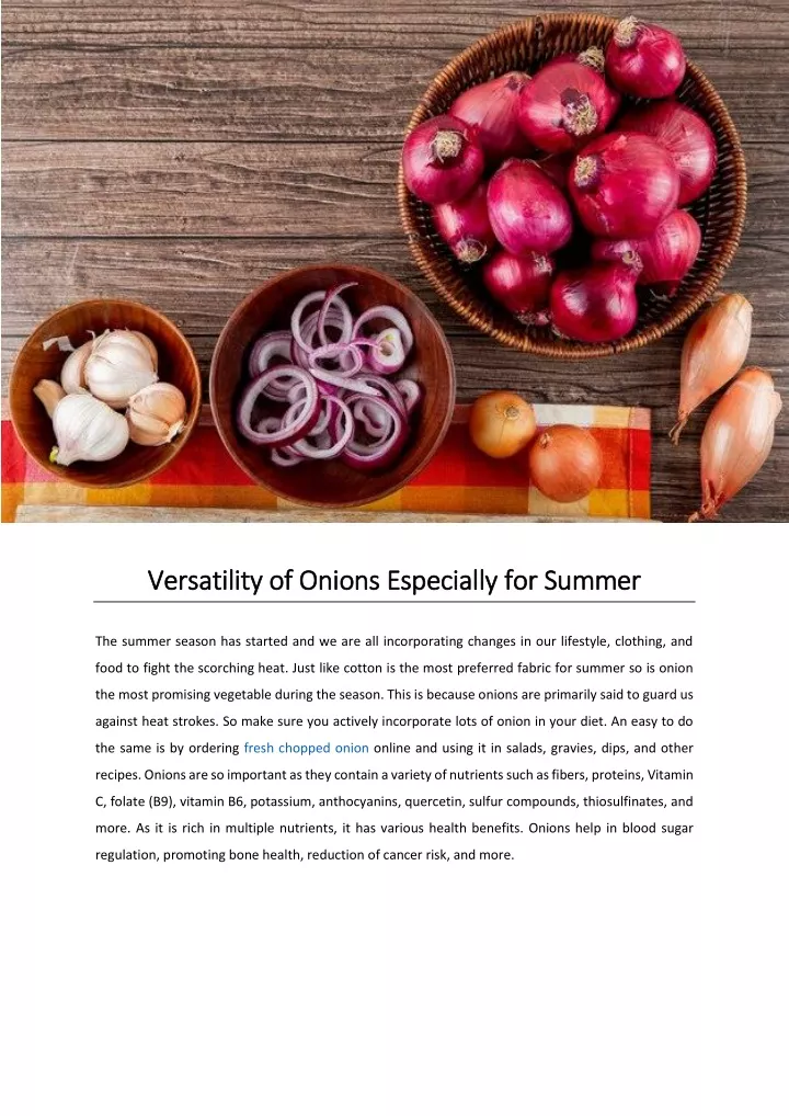 versatility of onions especially for summer