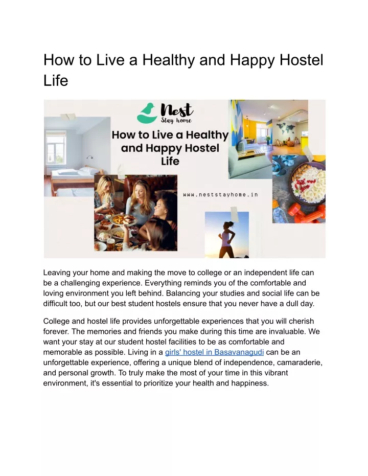 how to live a healthy and happy hostel life