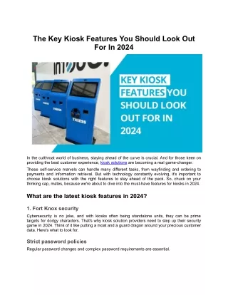 Key Kiosk Features You Should Look Out For in 2024