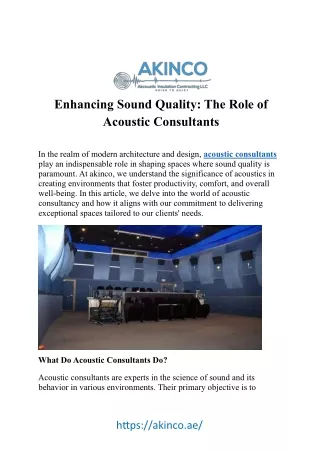 Acoustic Consultants: Enhancing Sound Environments