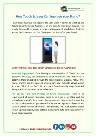 How Touch Screens Can Improve Your Brand?