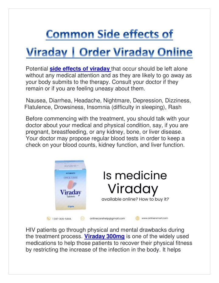 potential side effects of viraday that occur