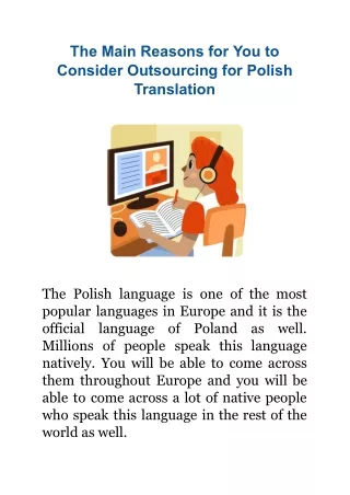 Benefits Encouraging the Use of Outsourced Polish Translation