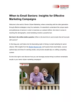 When to Email Seniors: Insights for Effective Marketing Campaigns