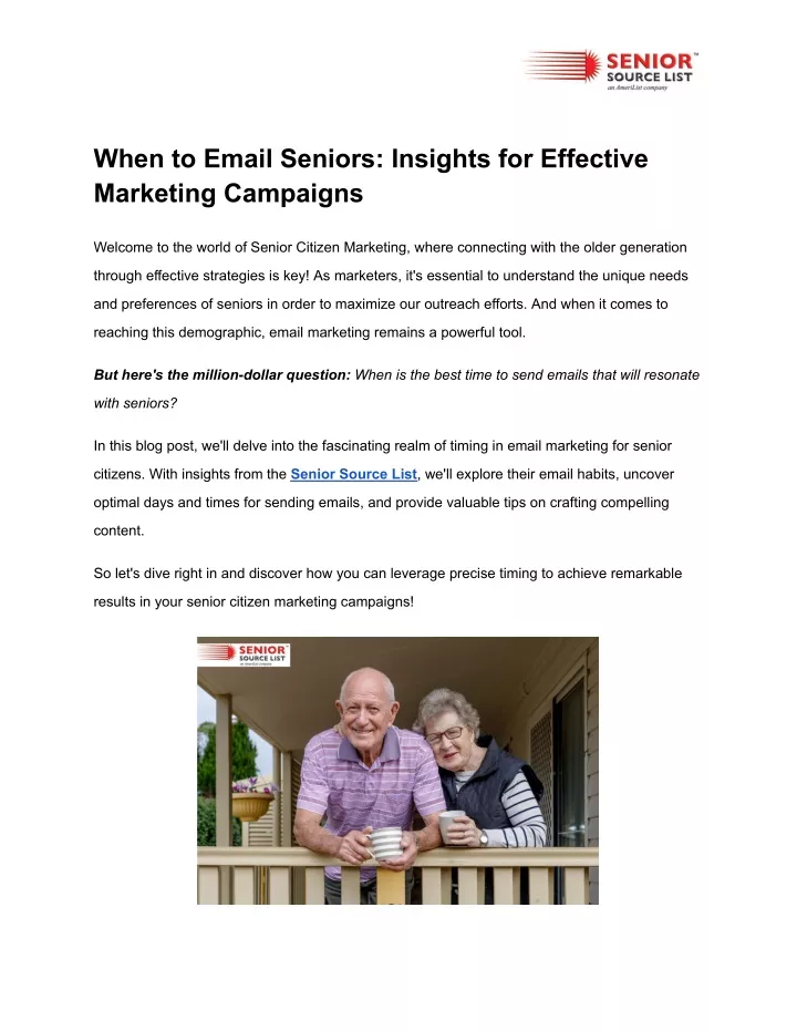 when to email seniors insights for effective