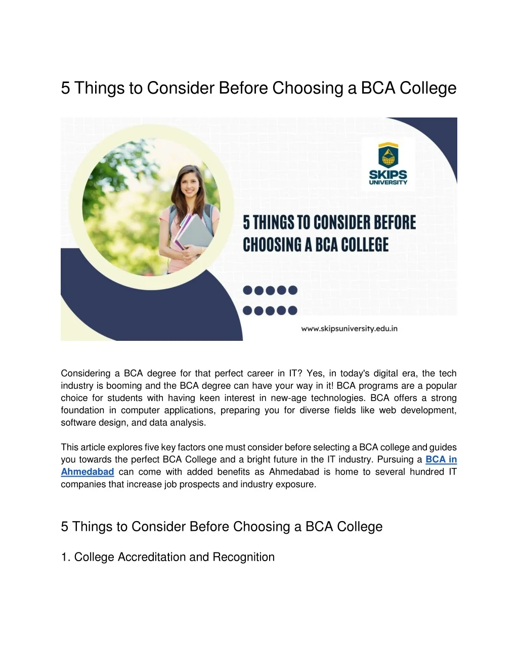 PPT - 5 Things to Consider Before Choosing a BCA College PowerPoint ...