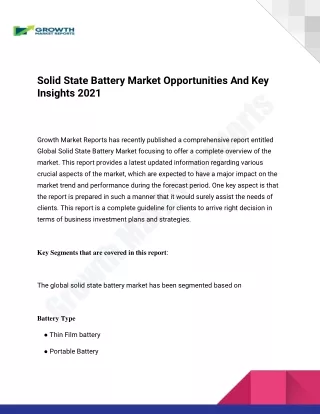 solid state battery market opportunities