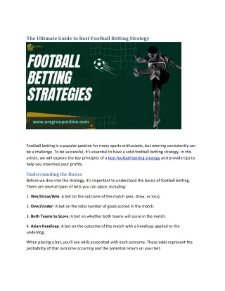 The Ultimate Guide to Best Football Betting Strategy