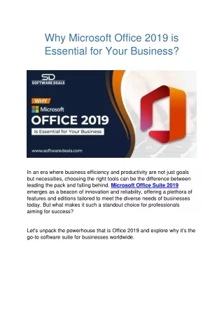 Why Microsoft Office 2019 is Essential for Your Business