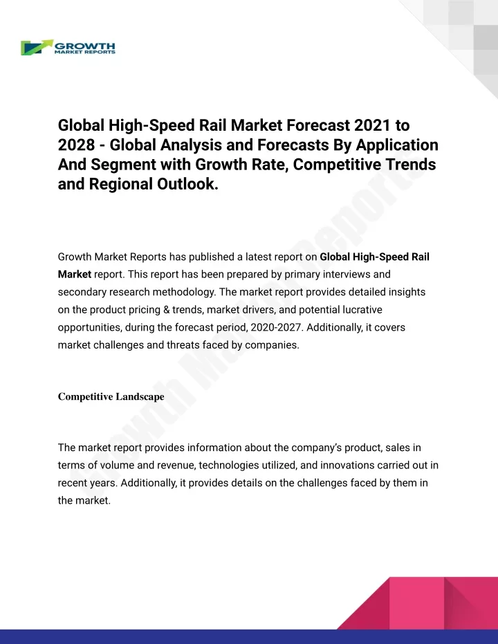 global high speed rail market forecast 2021
