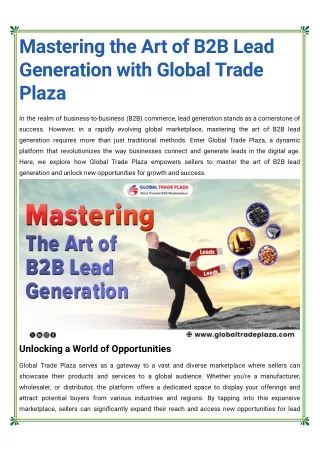 Leveraging Technology To Find Qualified Buyers On Global Trade Plaza