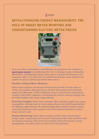 Revolutionizing Energy Management The Role of Smart Meter Monitors and Understanding Electric Meter Prices