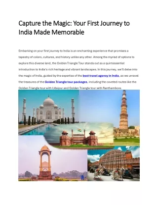 Capture the Magic Your First Journey to India Made Memorable