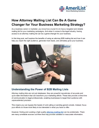 Attorney Mailing List: A Game Changer for Your Business Marketing Strategy