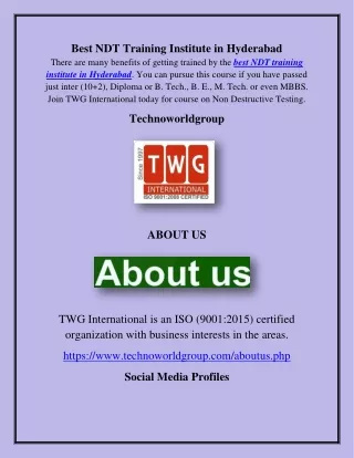 Best NDT Training Institute in Hyderabad, technoworldgroup.com