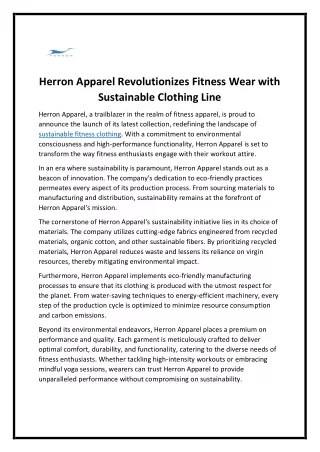 Sustainable Fitness Clothing - Herron Apparel