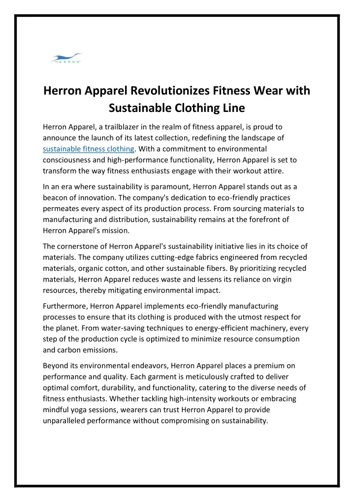 herron apparel revolutionizes fitness wear with