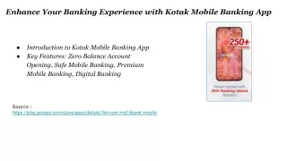 Kotak Mahindra Bank’s official mobile banking app for Android phones.