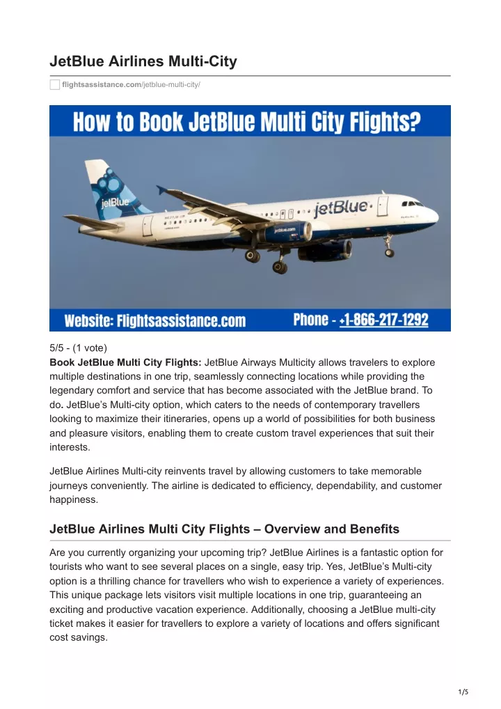 jetblue airlines multi city