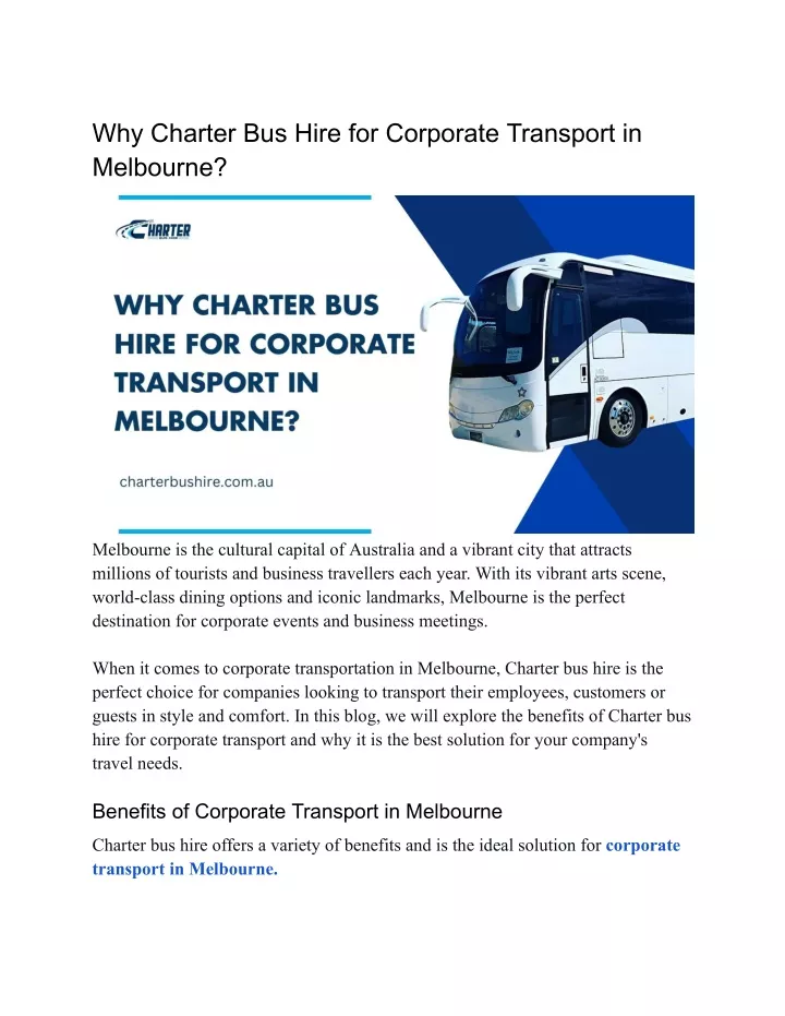 why charter bus hire for corporate transport