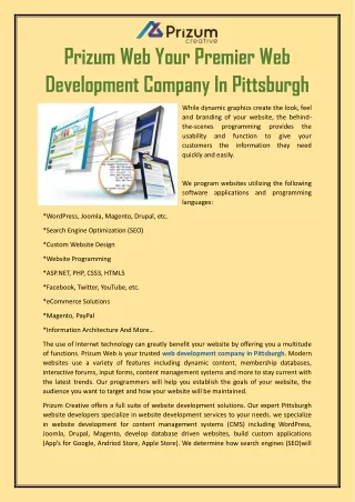 Prizum Web Your Premier Web Development Company In Pittsburgh