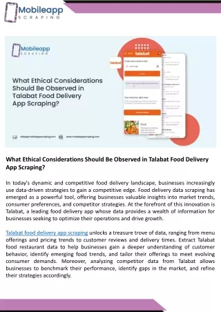 What Ethical Considerations Should Be Observed in Talabat Food Delivery App Scraping.ppt