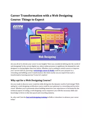 Career Transformation with a Web Designing Course Things to Expect