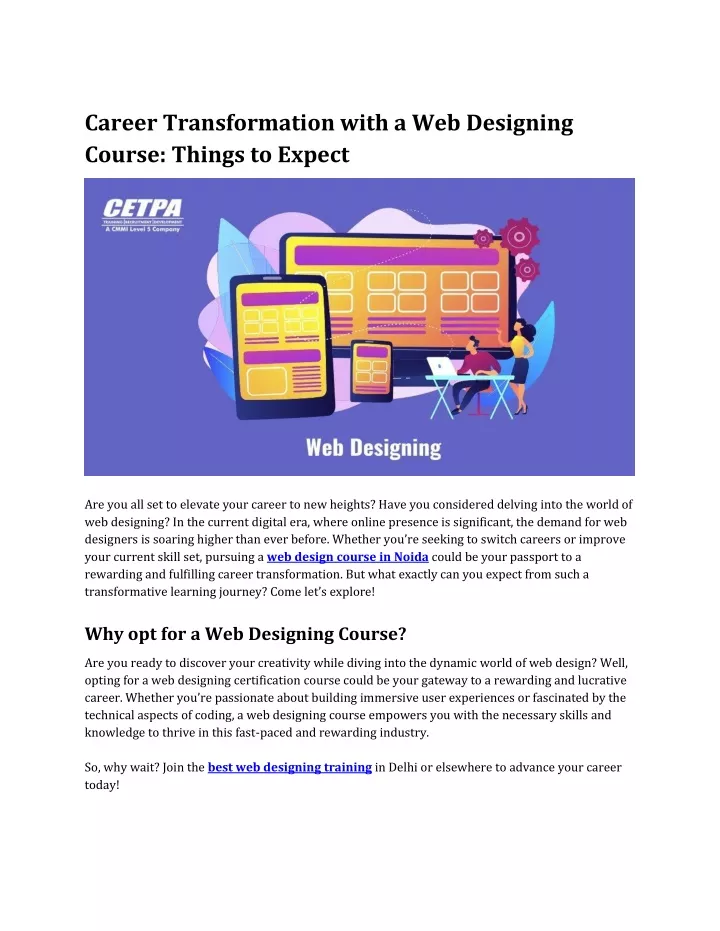 career transformation with a web designing course