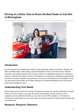 Driving on a Dime How to Score the Best Deals on Car Hire in Birmingham
