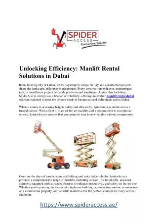 unlocking efficiency manlift rental solutions