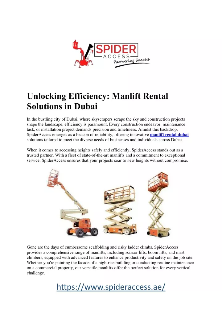 unlocking efficiency manlift rental solutions
