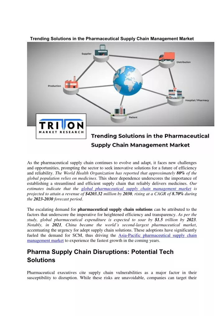 trending solutions in the pharmaceutical supply