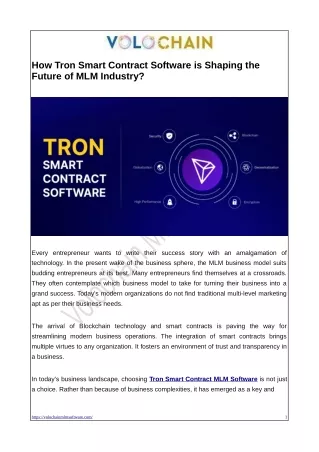 How Tron Smart Contract Software is Shaping the Future of MLM Industry?