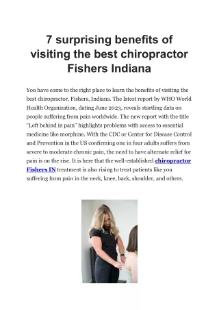 7 surprising benefits of visiting the best chiropractor Fishers Indiana