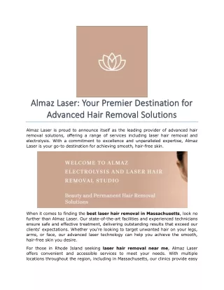 Almaz Laser- Your Premier Destination for Advanced Hair Removal Solutions
