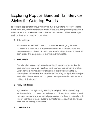 Exploring Popular Banquet Hall Service Styles for Catering Events