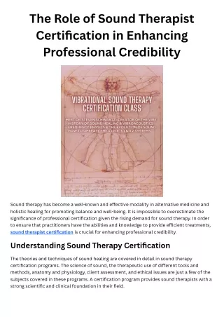 The Role of Sound Therapist Certification in Enhancing Professional Credibility