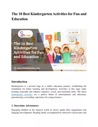 The 10 Best Kindergarten Activities for Fun and Education