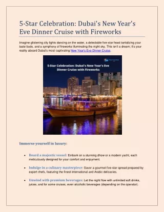 5-Star Celebration Dubai's New Year's Eve Dinner Cruise with Fireworks