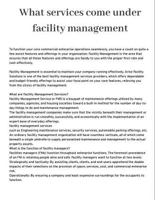 What services come under facility management