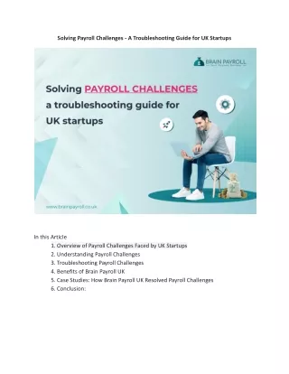 Solving Payroll Challenges - A Troubleshooting Guide for UK Startups