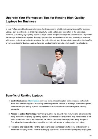 Upgrade Your Workspace Tips for Renting High-Quality Laptops for Business
