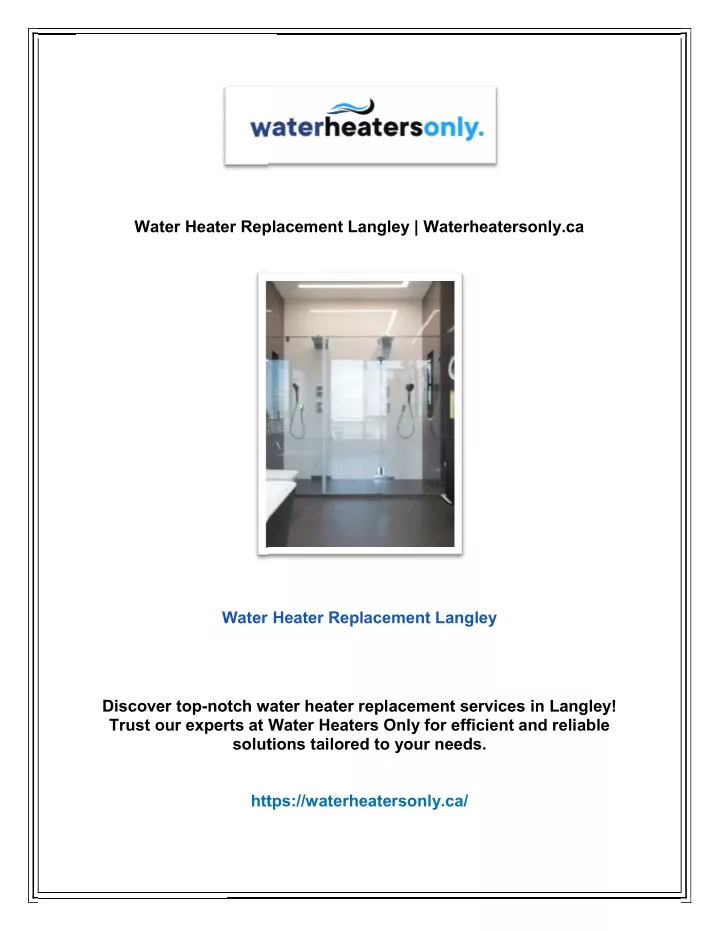 water heater replacement langley waterheatersonly