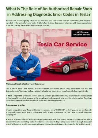 What is The Role of An Authorized Repair Shop in Addressing Diagnostic Error Codes in Tesla