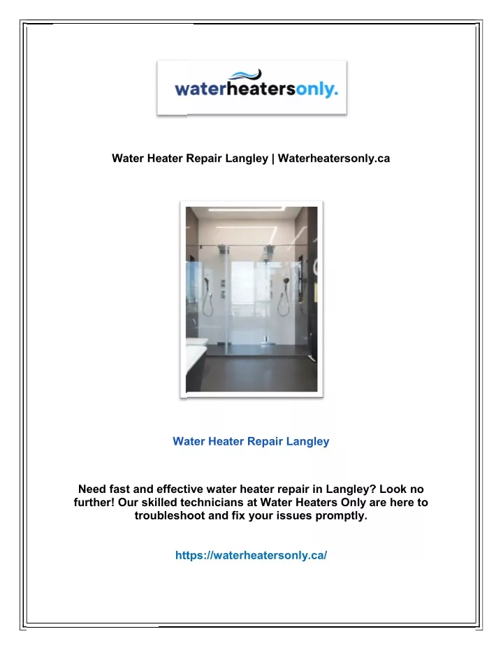 water heater repair langley waterheatersonly