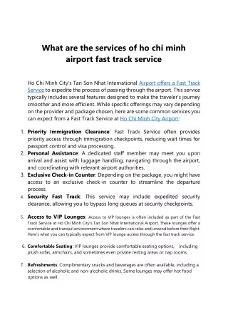 Ho Chi Minh Airport Fast Track Service