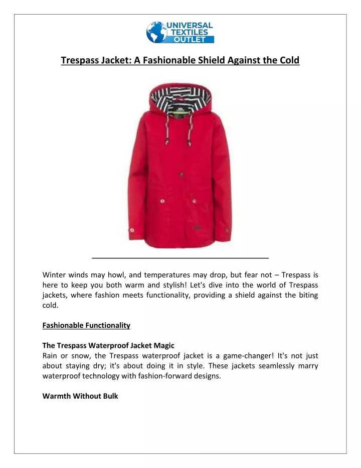 trespass jacket a fashionable shield against