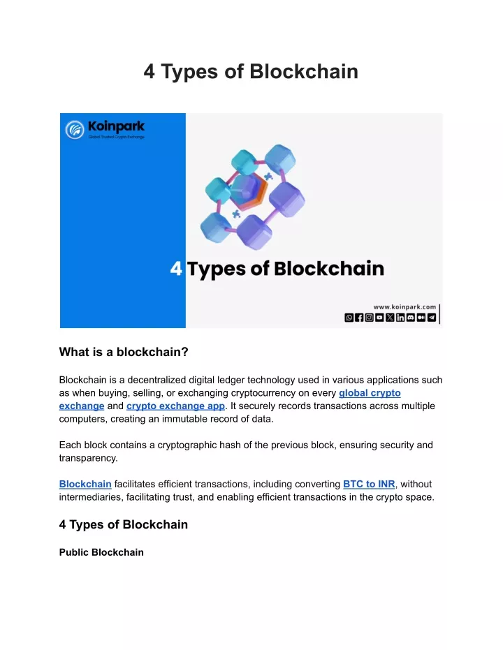 4 types of blockchain