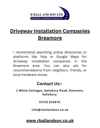 Driveway Installation Companies Breamore