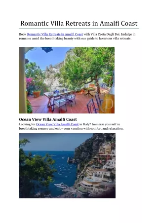 Romantic Villa Retreats in Amalfi Coast